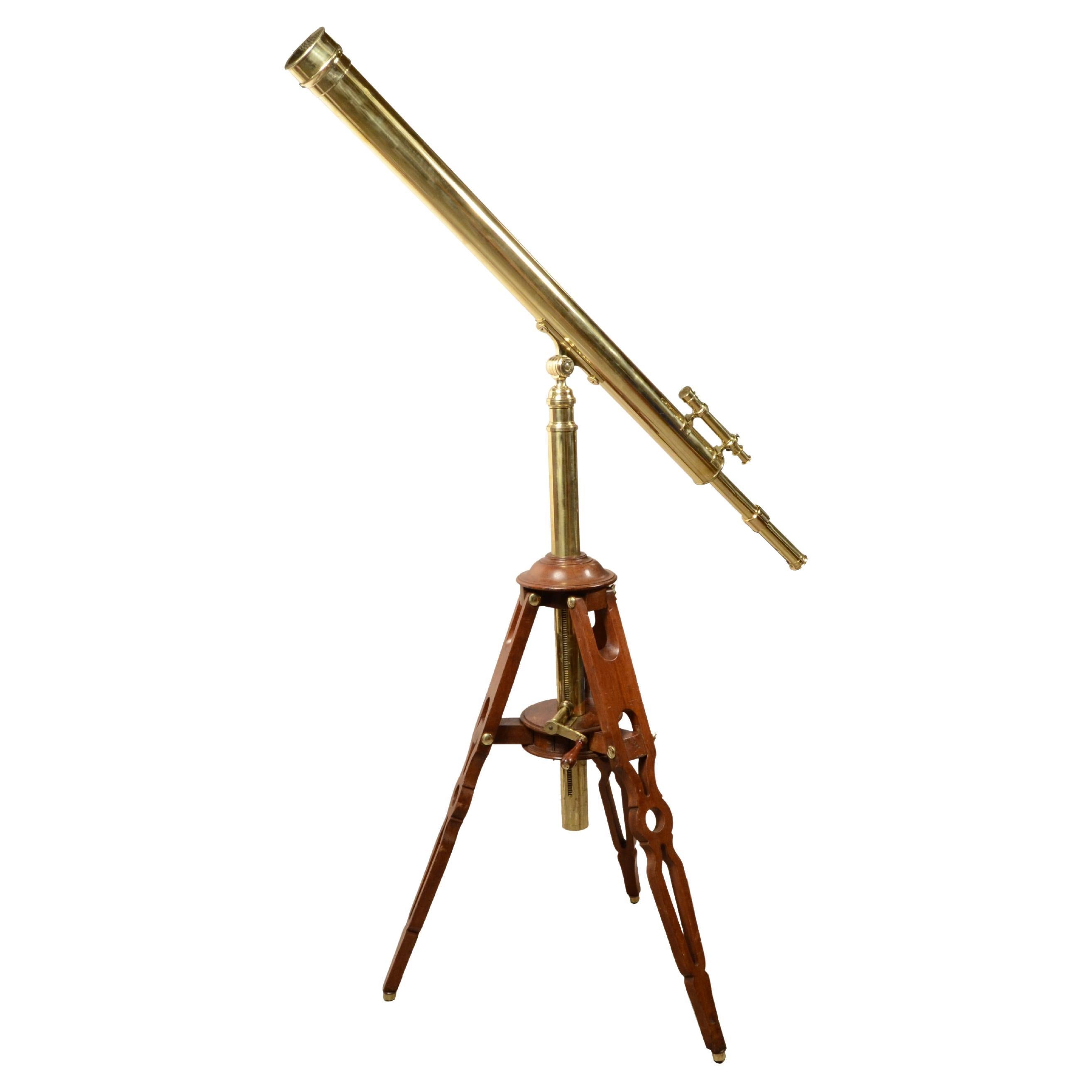 Brass round-section ground astronomical telescope France circa 1870
