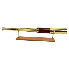 Brass round section telescope with mahogany handle 3 extensions 1850
