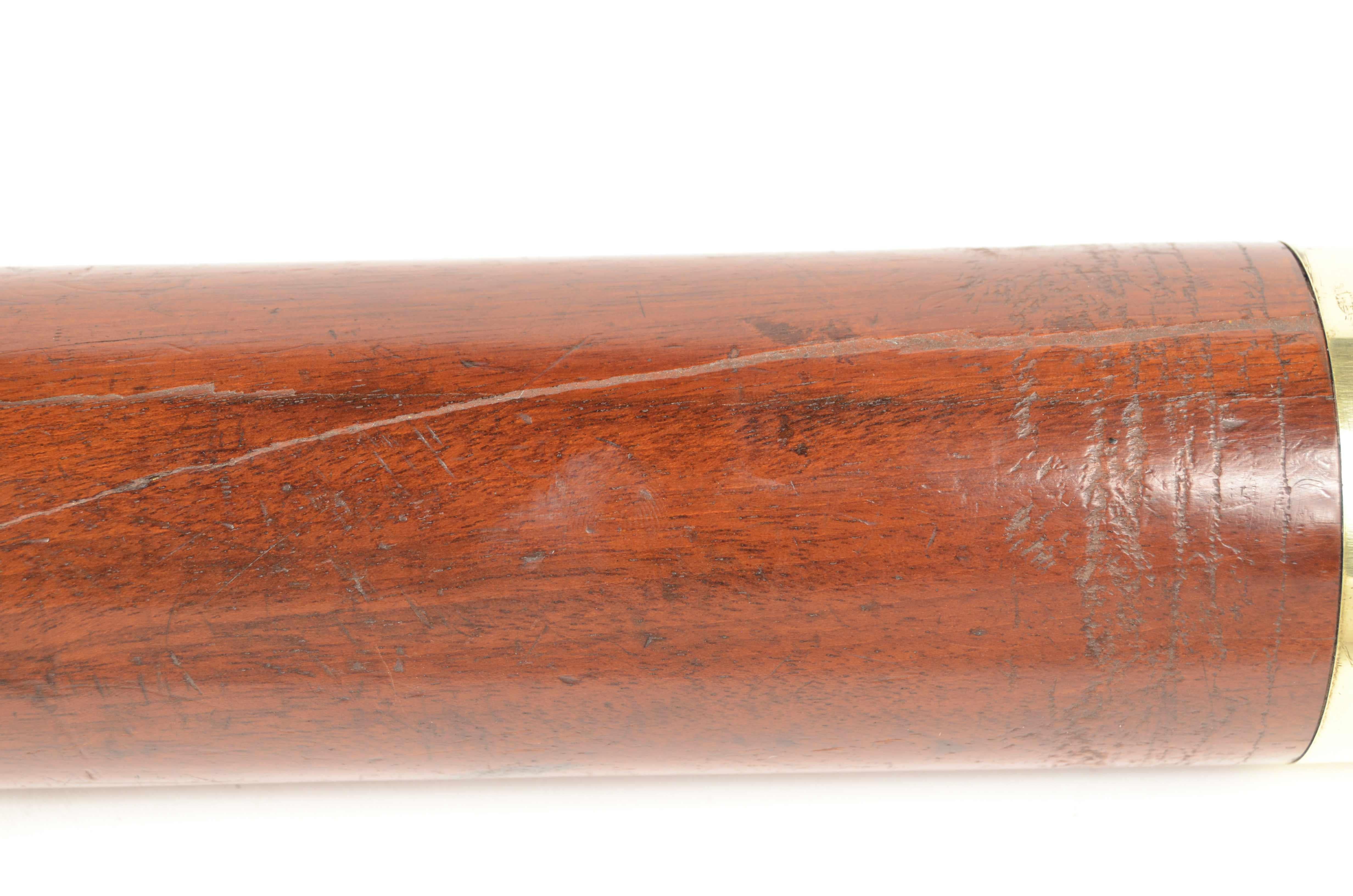 Cannocchiale in ottone a sezione tonda con impugnatura rivestita di mogano 1850 in vendita 3