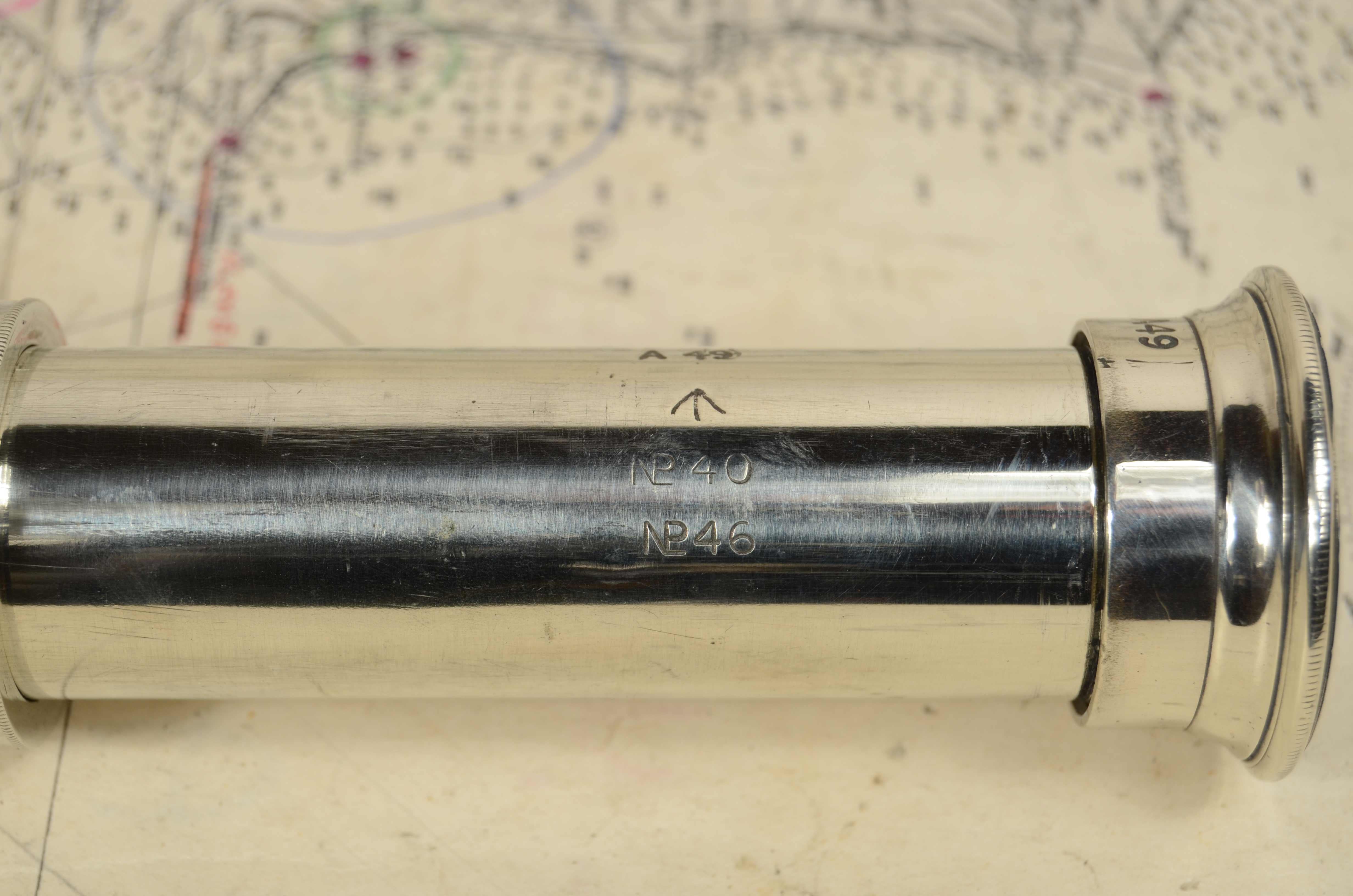 Télescope en laiton chromé et cuir signé W. OTTWAY de la première guerre 1915 en vente 7