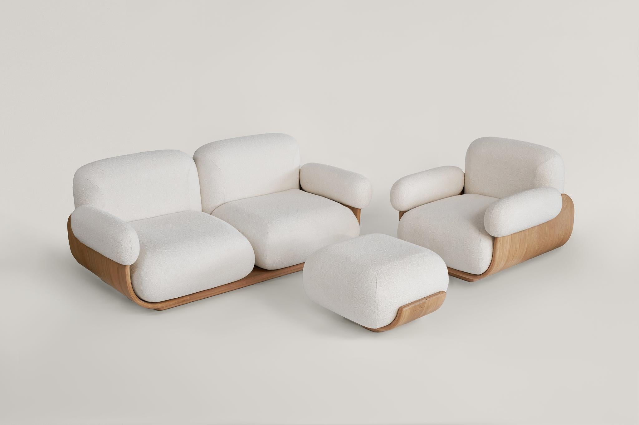 Contemporary Cannoli Sofa by Studio Phat x Arbore 'Bent Hardwood Structure' For Sale