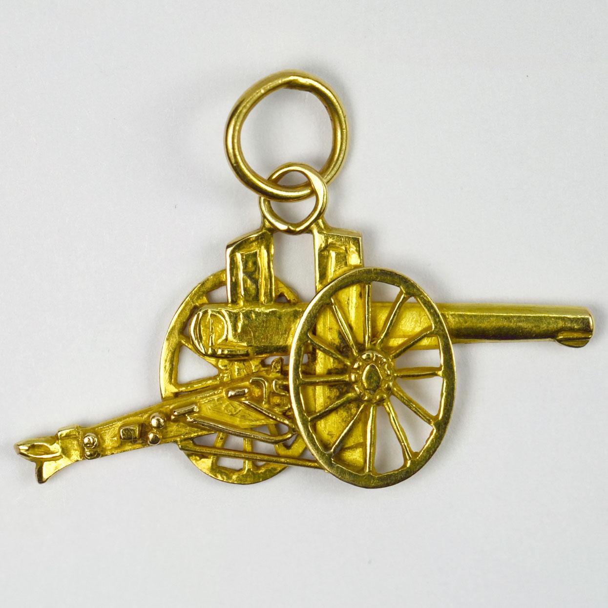 Women's or Men's Cannon 18k Yellow Gold Charm Pendant