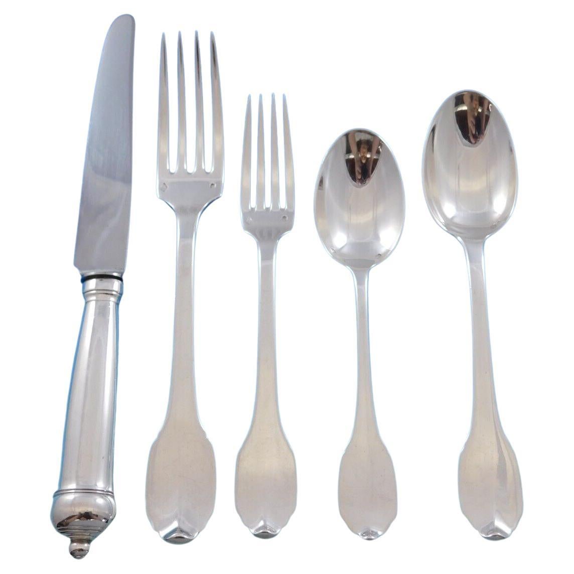 Cannon Handle by Boin-Taburet French 950 Silver Flatware Set Service Paris 22 Pc For Sale