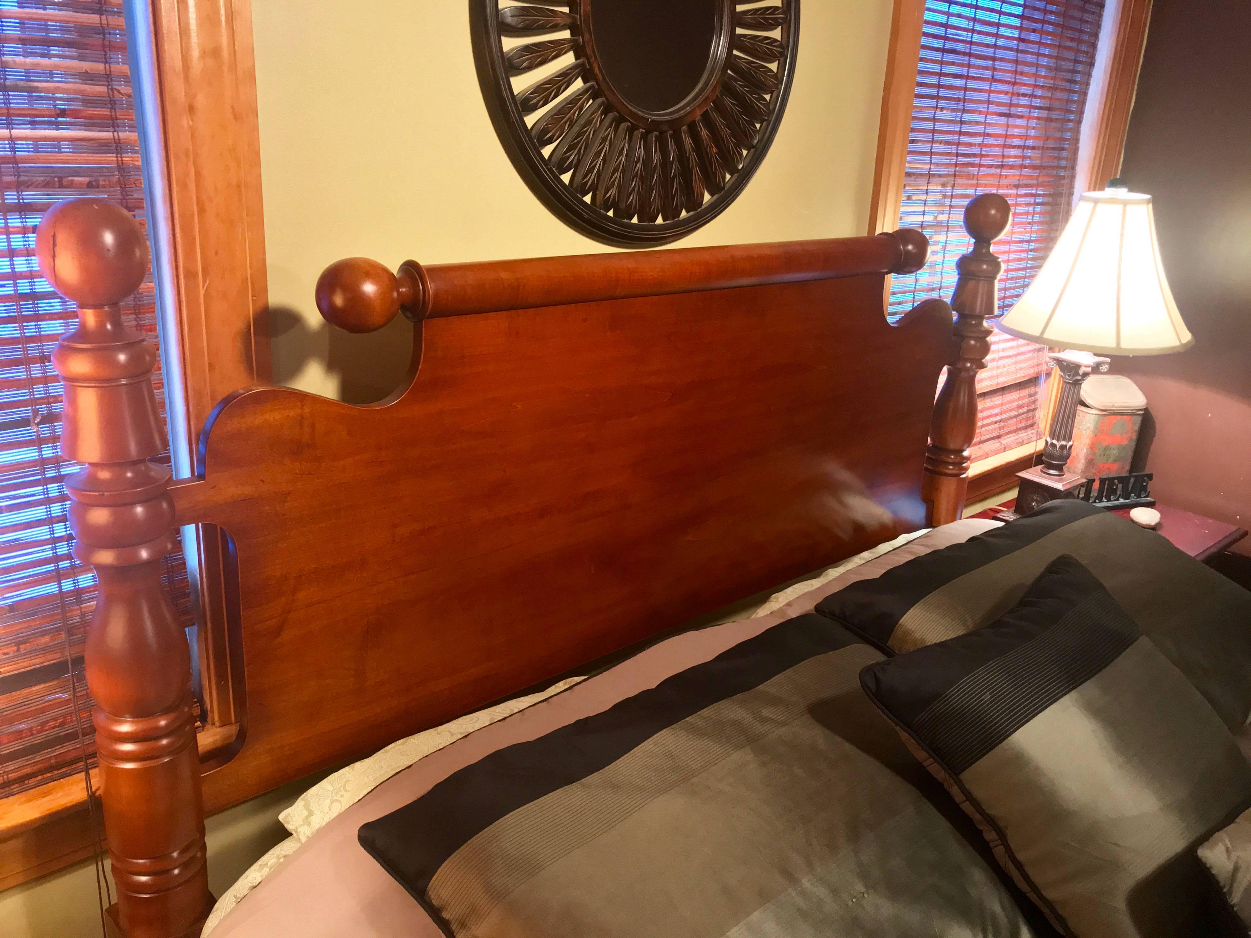 Cannonball and Bell Lowpost in Maple Refitted to Standard Queen, circa 1840 1