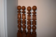 Cannonball and Feather Carved Low Post circa 1840 Refit to Any Size