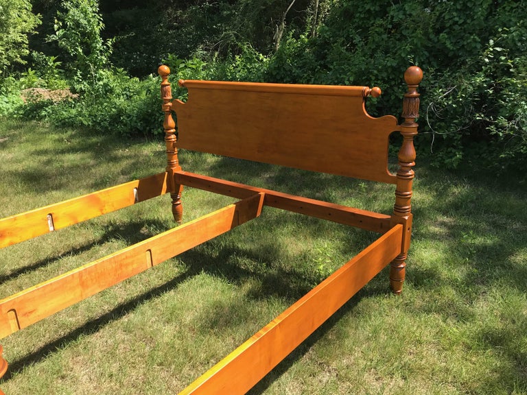 Cannonball and Feather Carved Reproduction King FourPost Bed in Maple