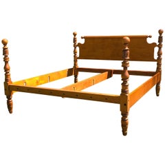 Cannonball and Feather Carved Reproduction King Four-Post Bed in Maple