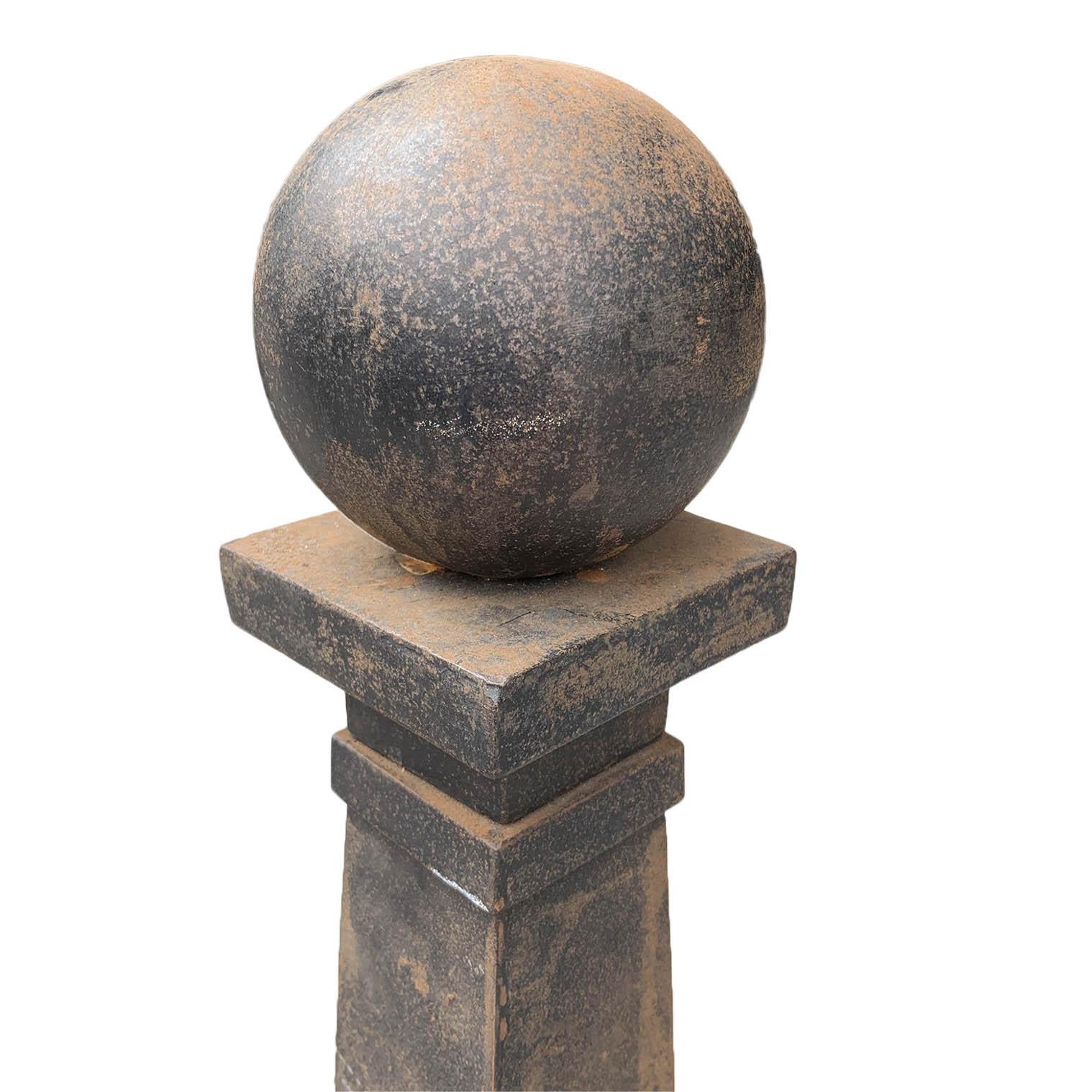 Iron Cannonball Andirons, Set For Sale