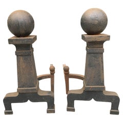 Used Cannonball Andirons, Set
