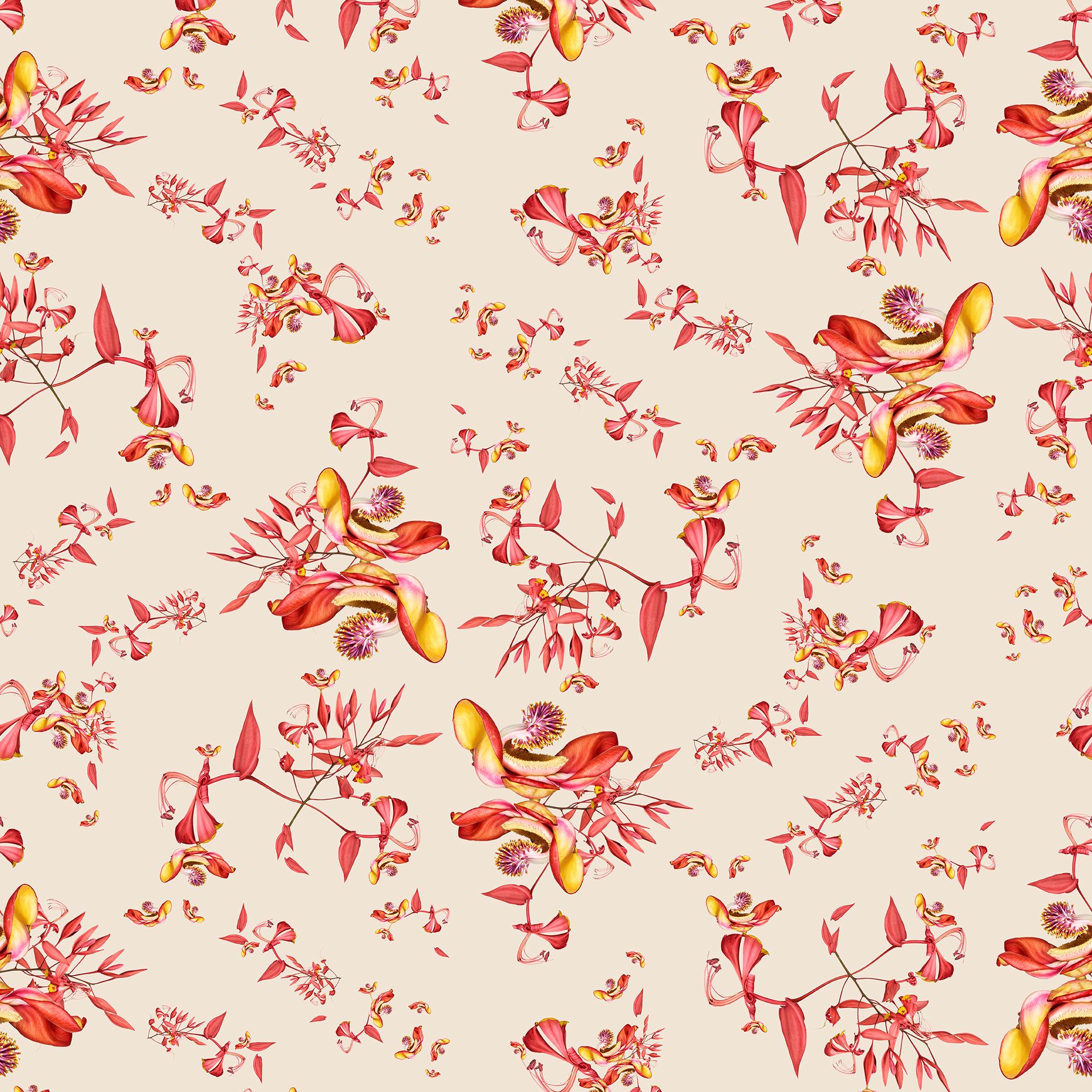 Paper Cannonball Floral Wallpaper  For Sale