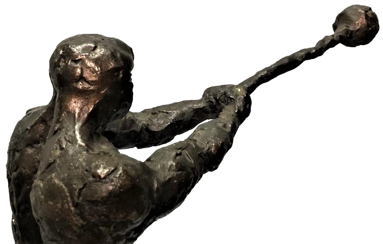 20th Century Cannonball Thrower, American Modernist Patinated Bronze Sculpture, ca. 1960 For Sale