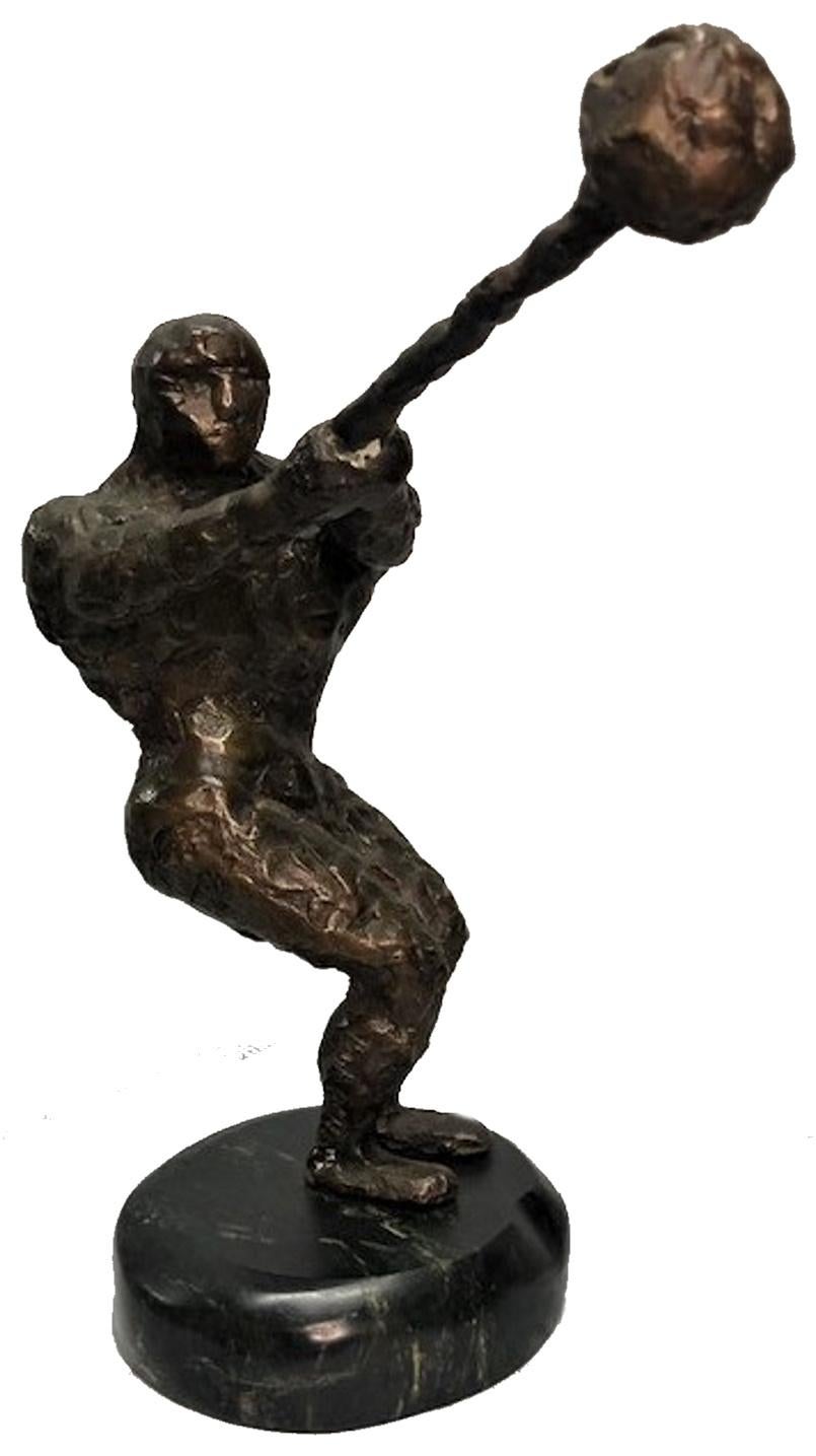 Cannonball Thrower, American Modernist Patinated Bronze Sculpture, ca. 1960 For Sale 2