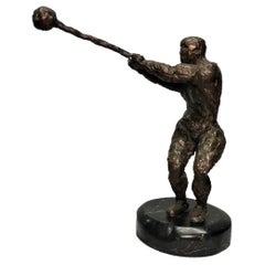 Cannonball Thrower, American Modernist Patinated Bronze Sculpture, ca. 1960