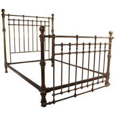 Antique Cannonball Victorian Brass Bed Queen Size