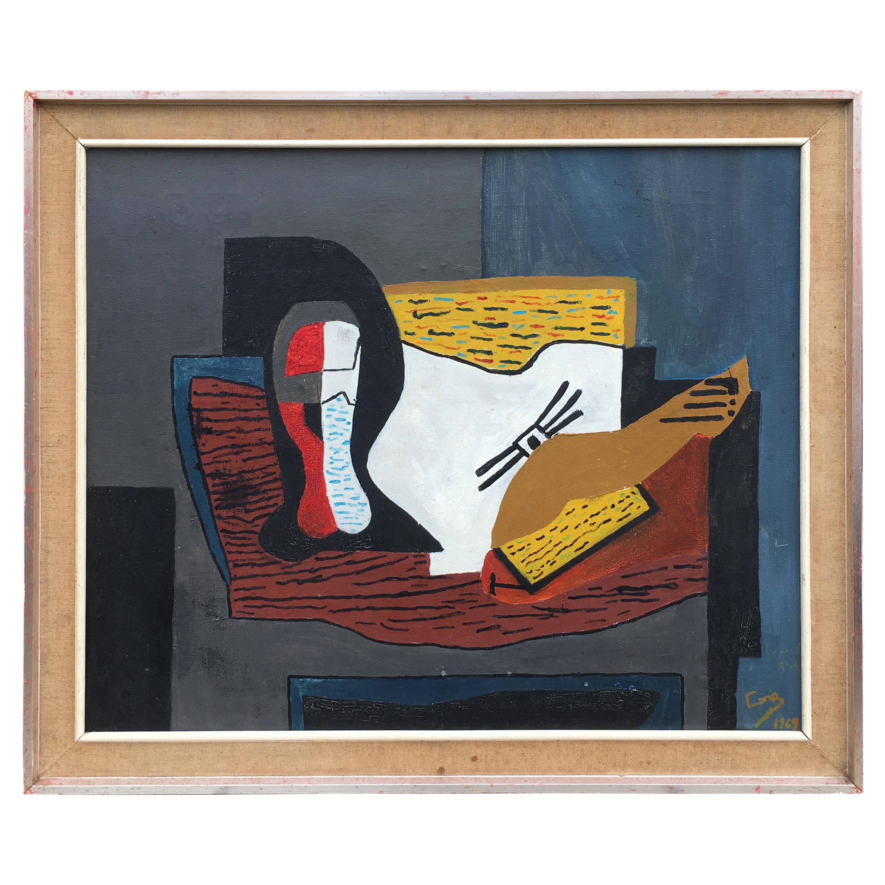 Cano, "composition" Oil on Canvas Signed and Dated 1969