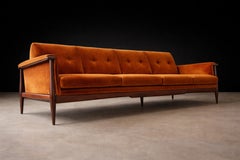 “Canoa” Sofa in Brazilian Rosewood & Mohair, Liceu de Artes, Brazil, 1960s