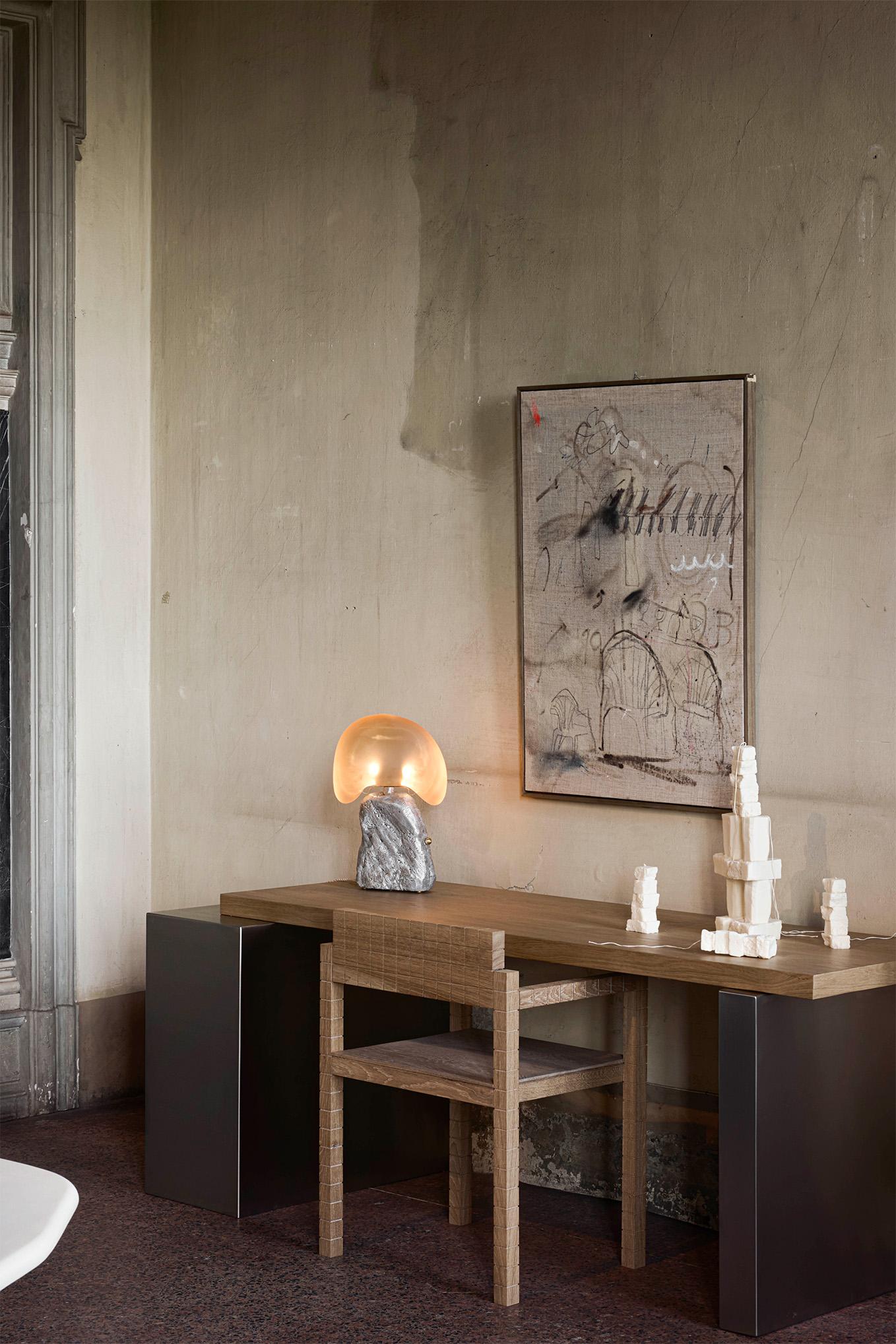 Cement Canoa Study Table by Marlot Baus For Sale