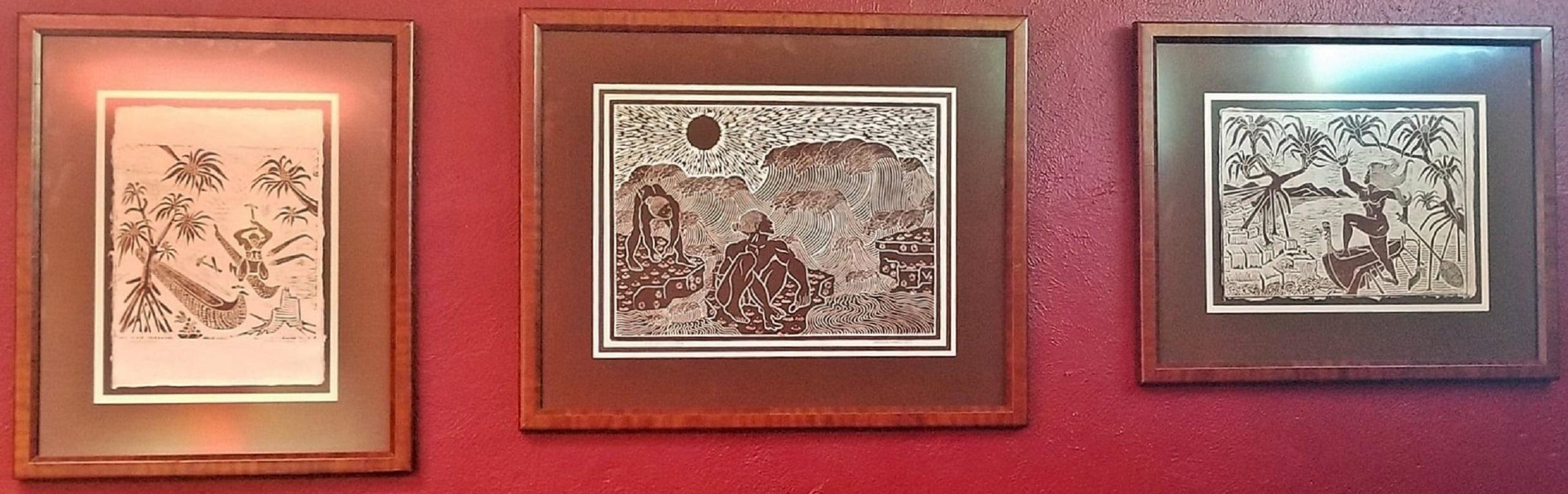 PRÄSENTIEREN Sie einen schönen mittelgroßen Holzblockdruck des 'Cano Maker' von Dietrich Varez -1979. Signiert vom Künstler.

Bekannter amerikanischer/hawaiischer Künstler, Dietrich Varez, in schönem Original-Holzrahmen, aus dem Jahr