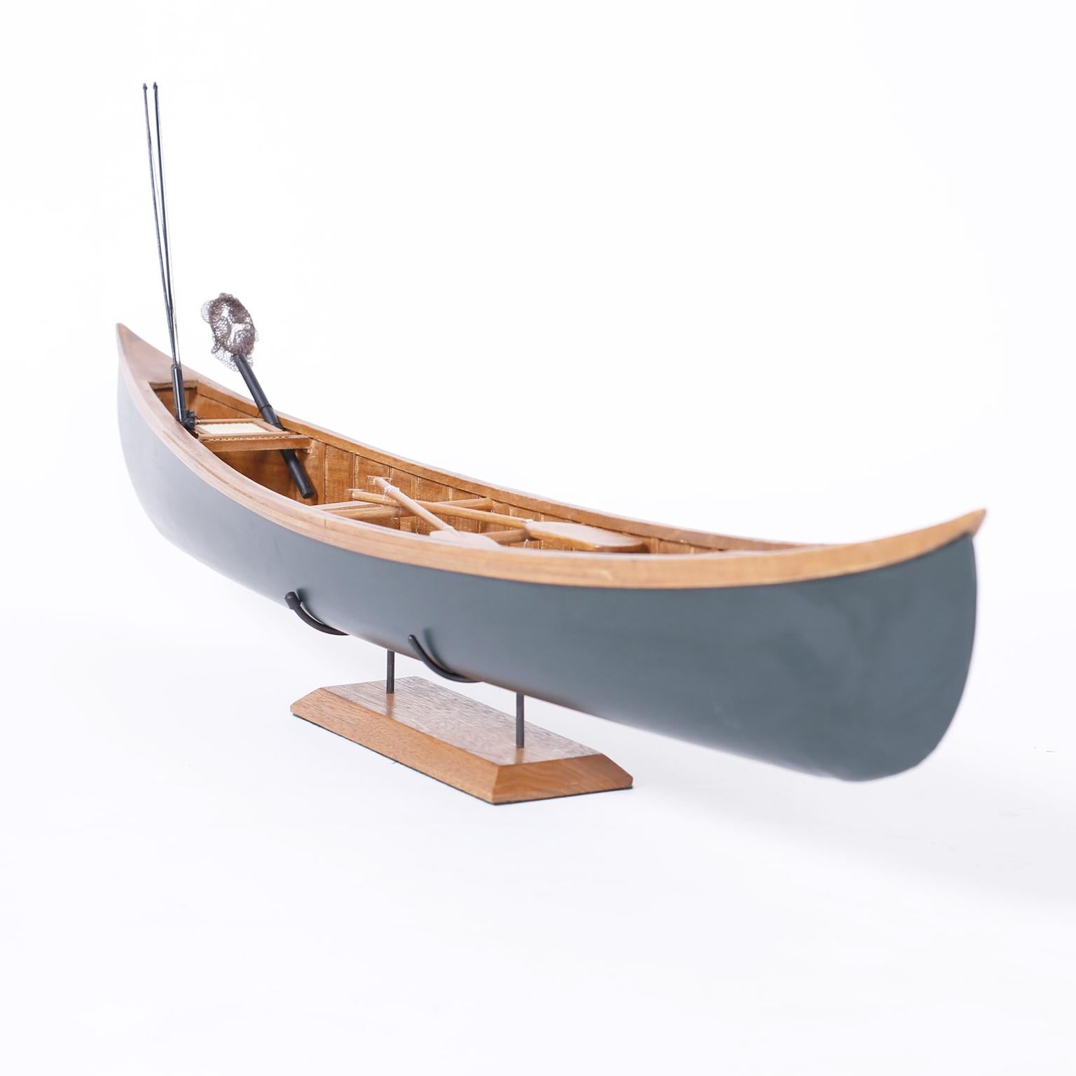 Mahogany Canoe Model on Stand