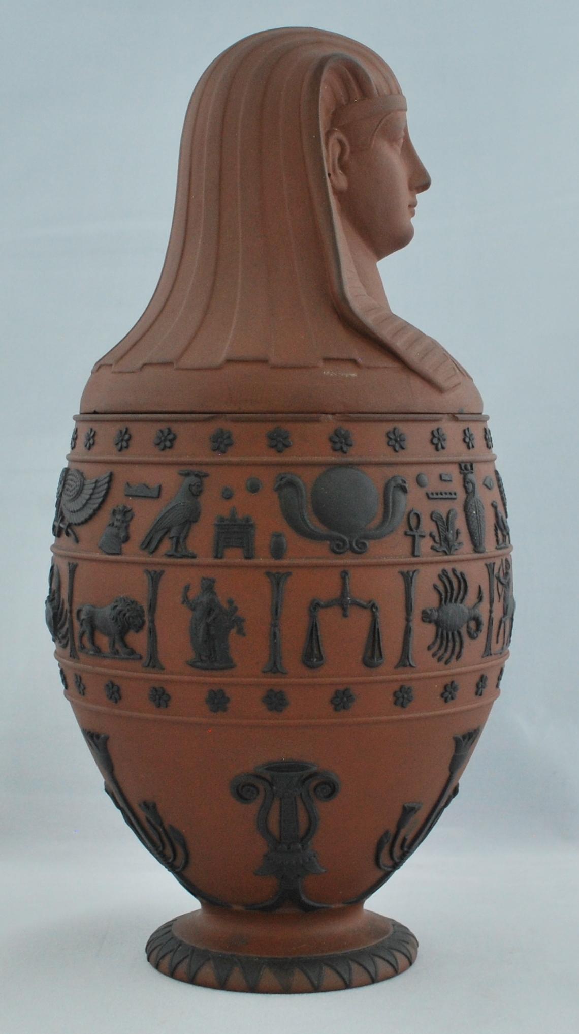English Canopic Vase in Rosso with Black, Wedgwood, circa 1820