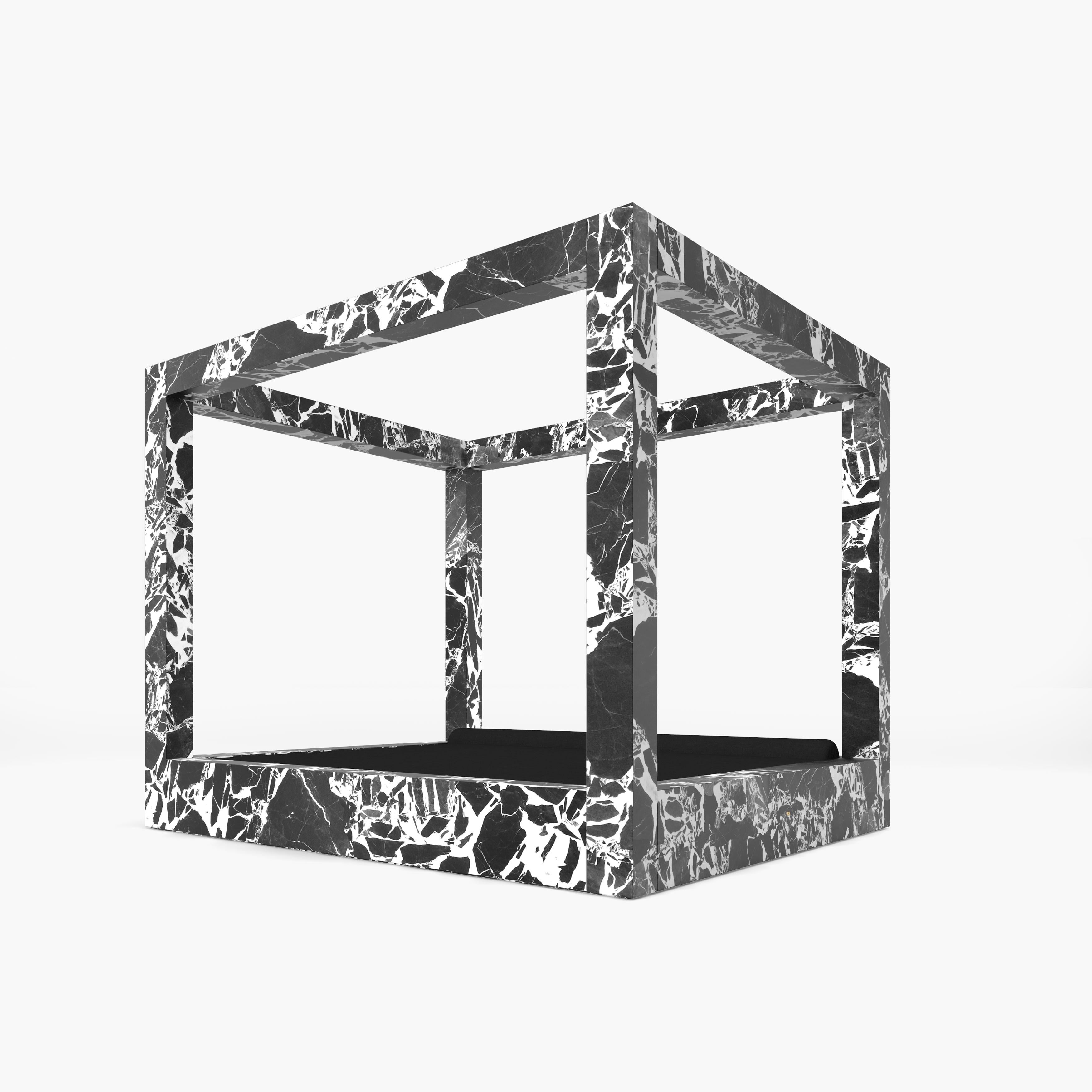 Bauhaus Lit à baldaquin en marbre noir 230x230x200-200x200cm Lit à baldaquin, fabrication artisanale pc1/1 en vente