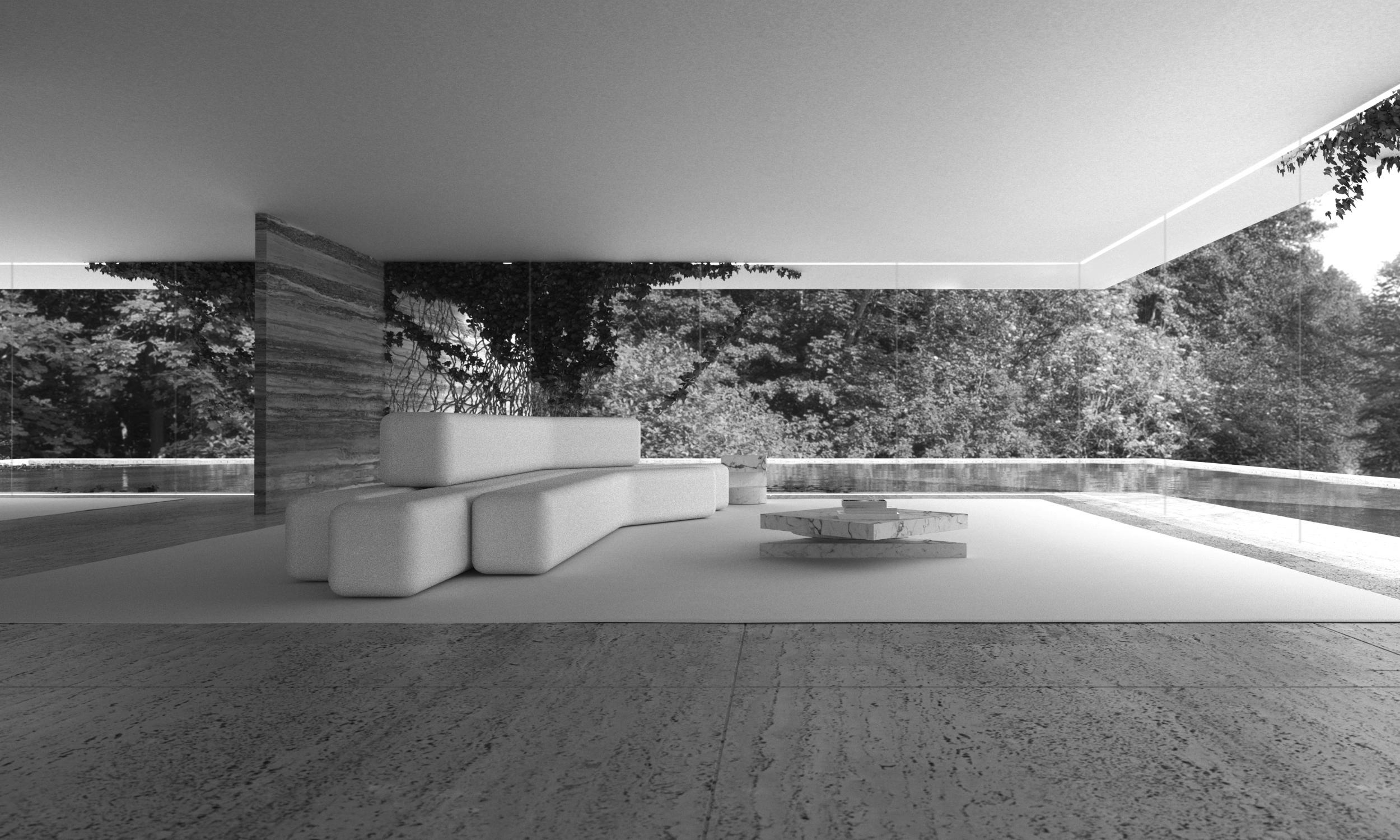 Bauhaus Table basse, cercle carré en marbre blanc triangulaire 120 x 120 x 25 cm, fabriquée à la main pc1/1 en vente