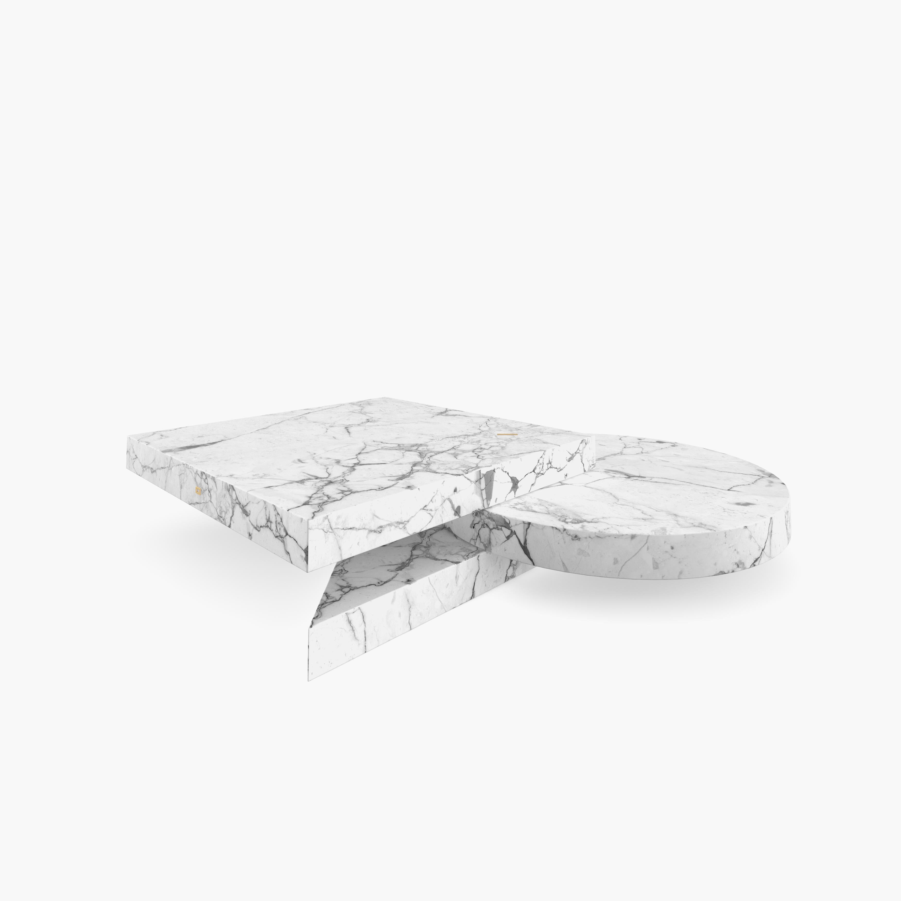 Table basse, cercle carré en marbre blanc triangulaire 120 x 120 x 25 cm, fabriquée à la main pc1/1 Neuf - En vente à Bochum, DE