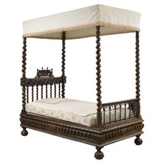 Antique "canopy bed" in walnut style louis XIII, period XIX