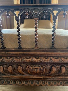 "Canopy bed" in walnut style louis XIII, period XIX .FULL RESTORED