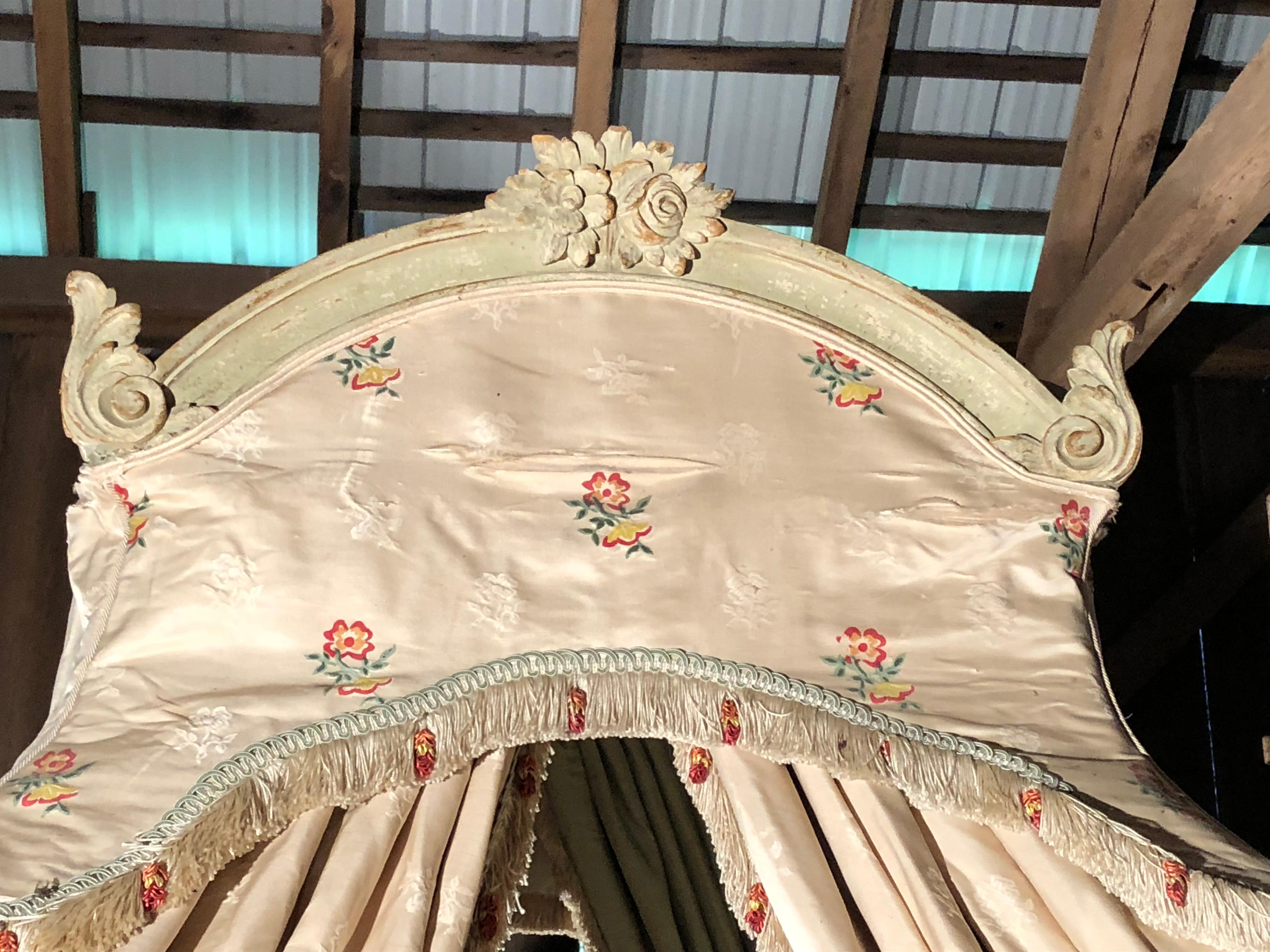 Silk Canopy Bed, Louis XVI Style, 19th Century