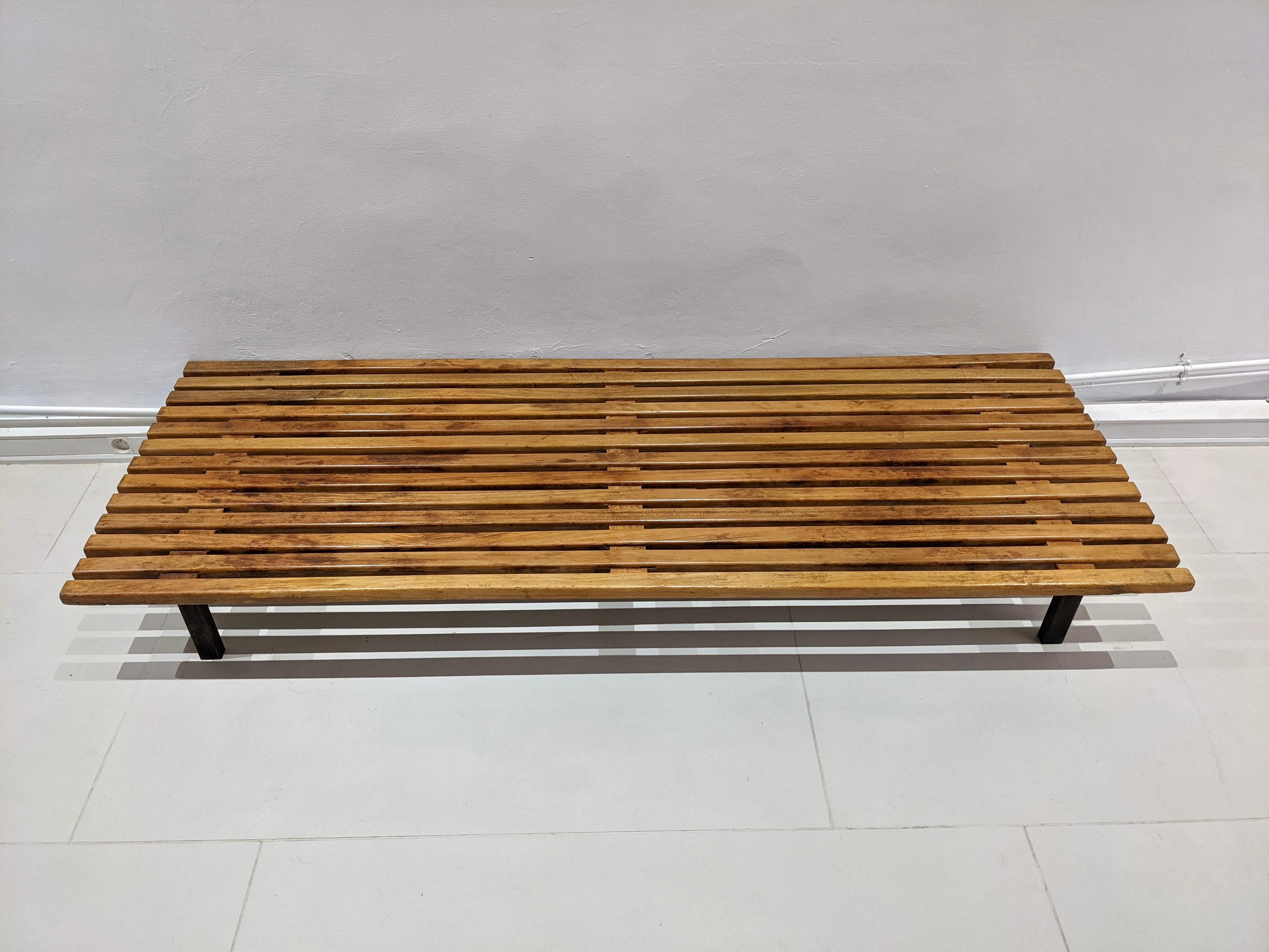 Mid-20th Century Cansado Bench by Charlotte Perriand 1954 with Cushions