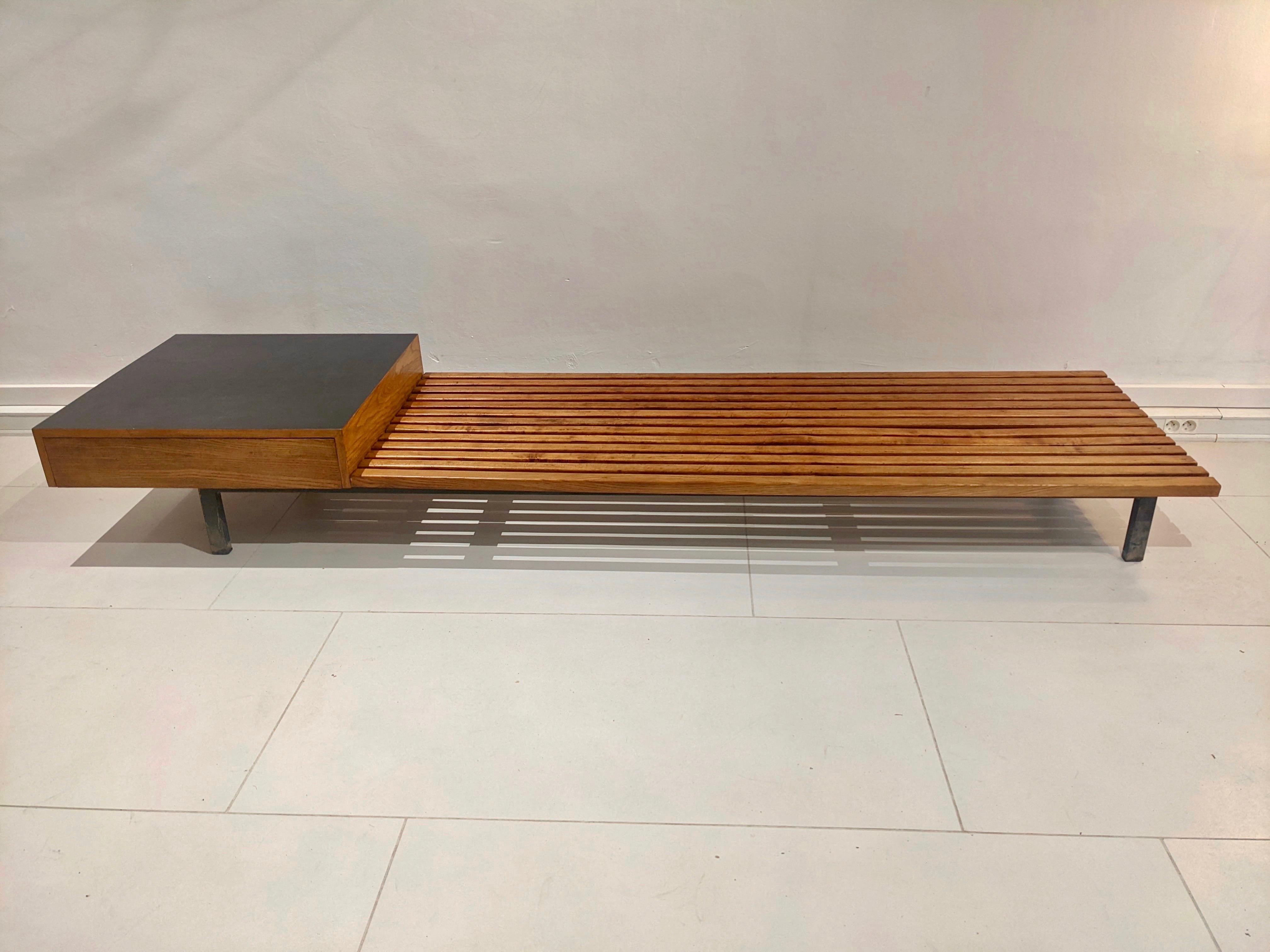 Mid-Century Modern Cansado Bench with Drawers by Charlotte Perriand