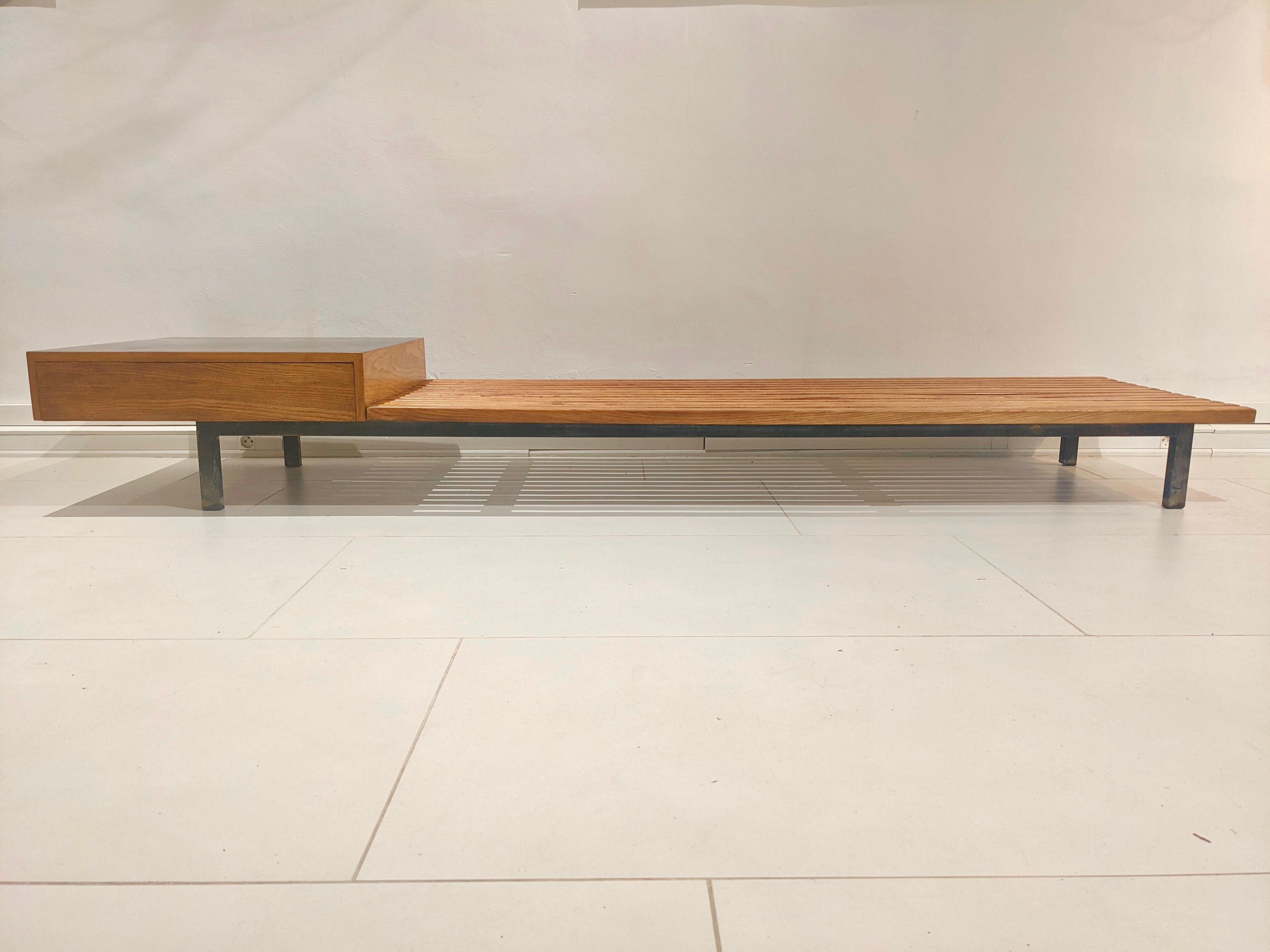 Mauritanian Cansado Bench with Drawers by Charlotte Perriand