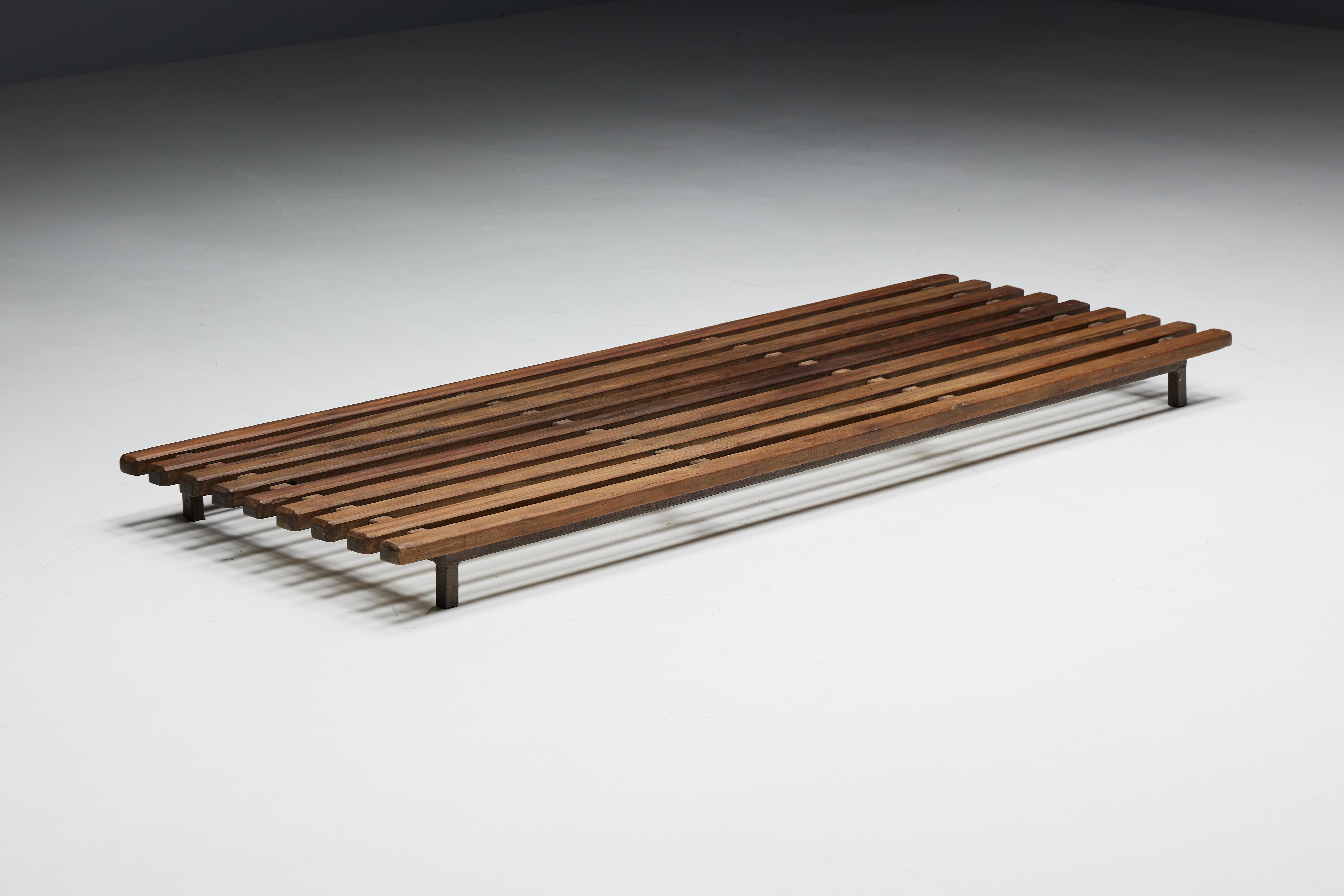 Cansado Low Bench by Charlotte Perriand for Steph Simon, France, 1950s In Excellent Condition For Sale In Antwerp, BE