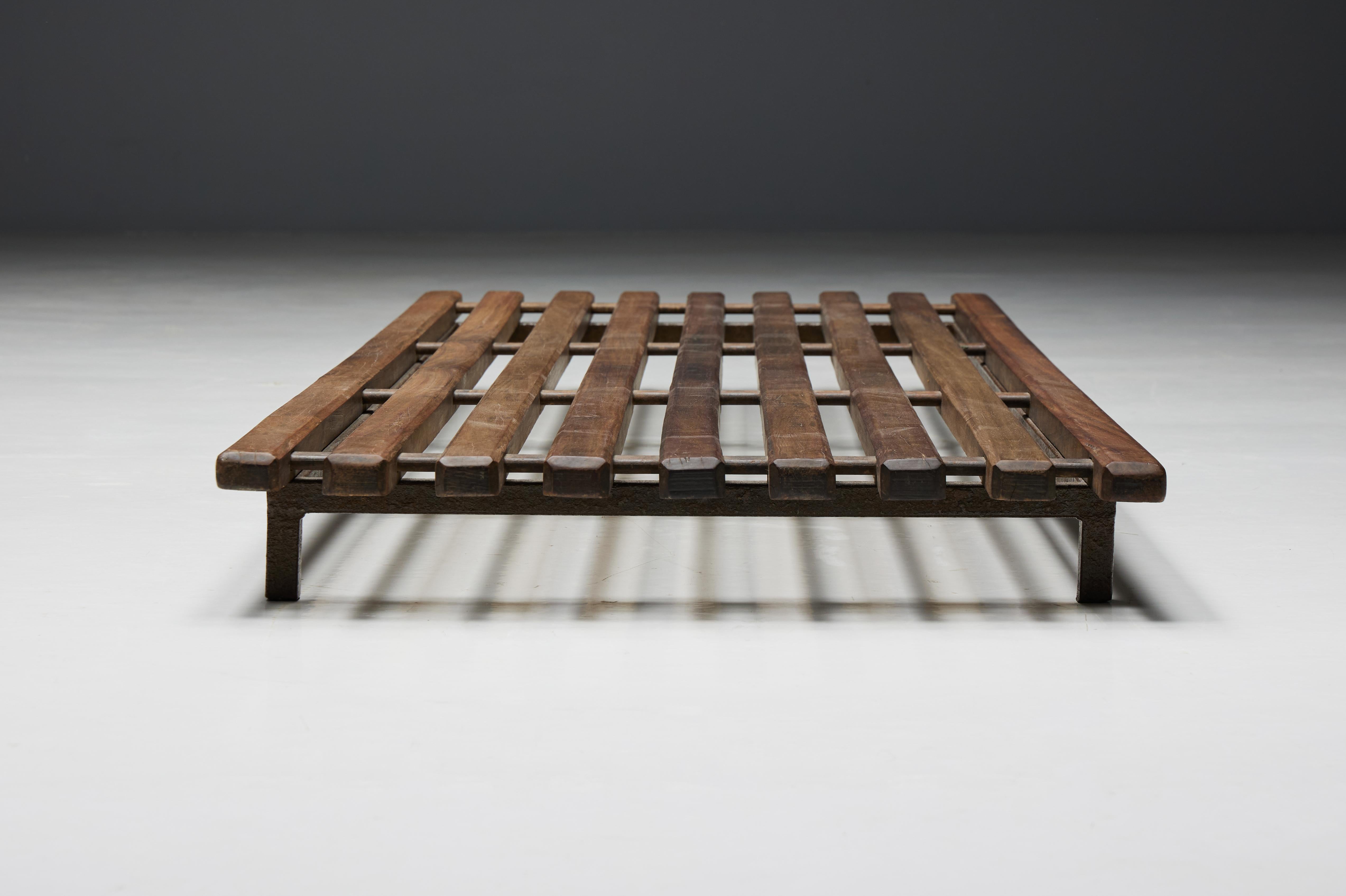 Mid-20th Century Cansado Low Bench by Charlotte Perriand for Steph Simon, France, 1950s For Sale
