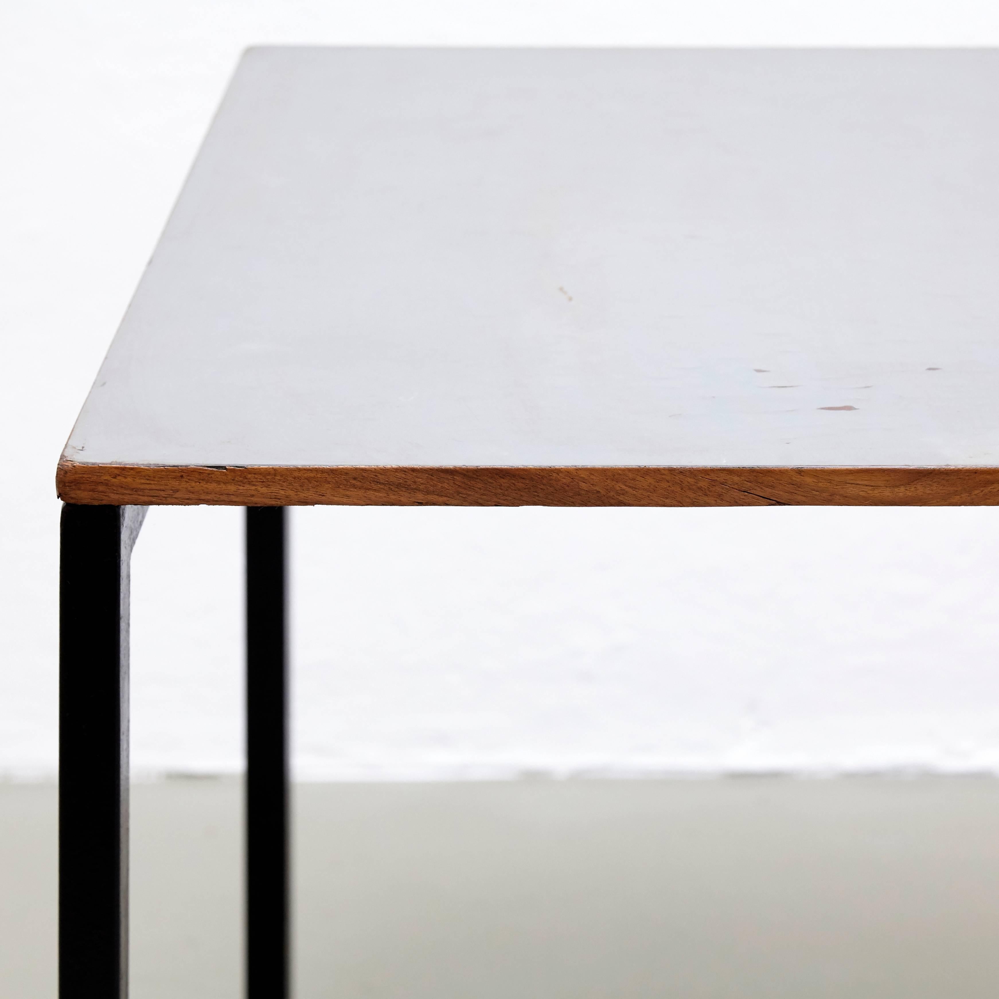 Mid-Century Modern Cansado Table in Metal and Formica by Charlotte Perriand, circa 1950