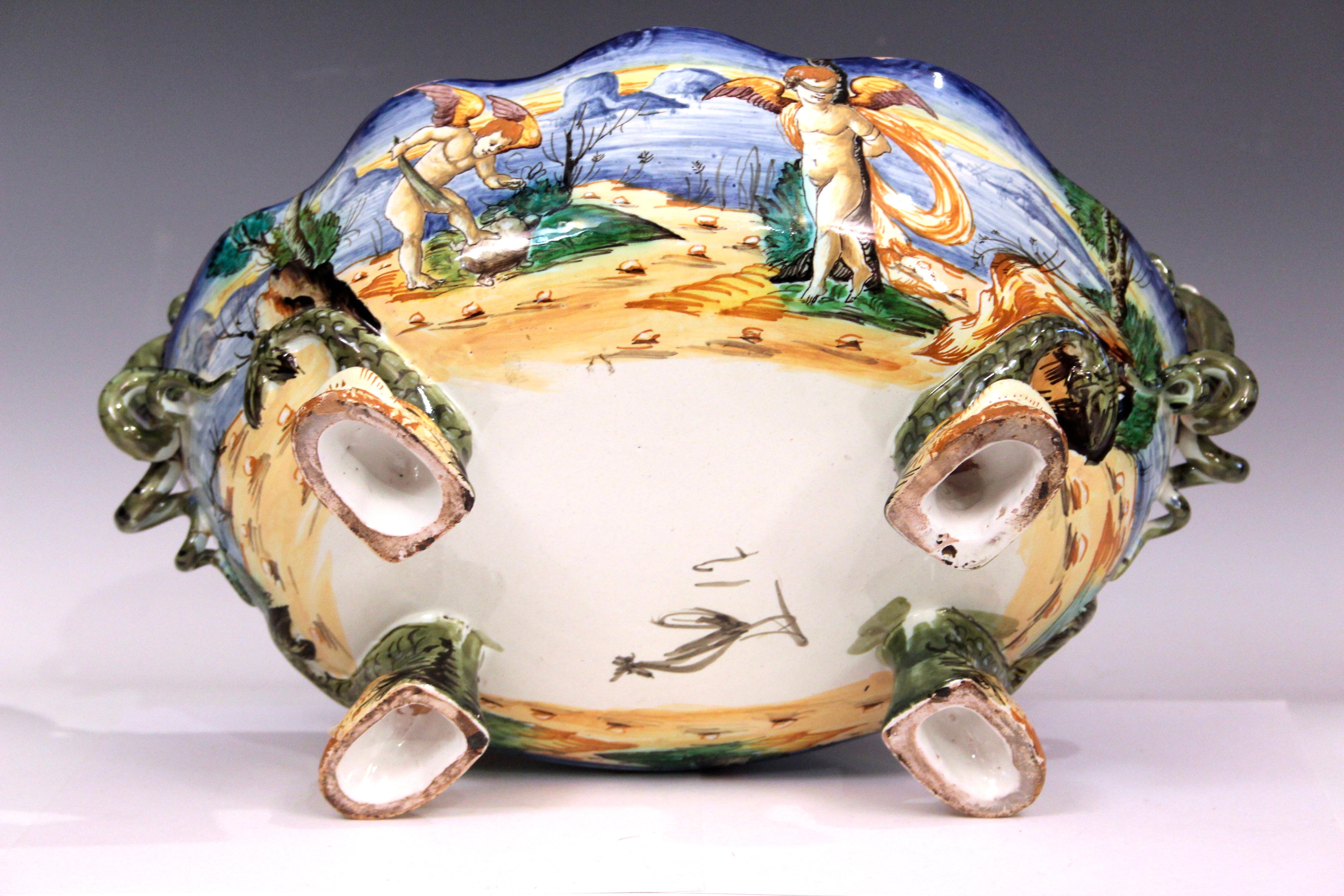 20th Century Cantagalli Antique Pottery Centerpiece Bowl Italian Majolica 16