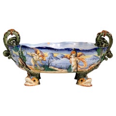 Cantagalli Antique Pottery Centerpiece Bowl Italian Majolica 16"