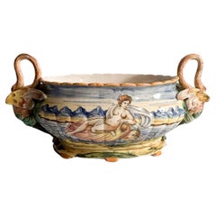Antique Cantagalli Ceramic Centerpiece Cup Hand Painted 1920s