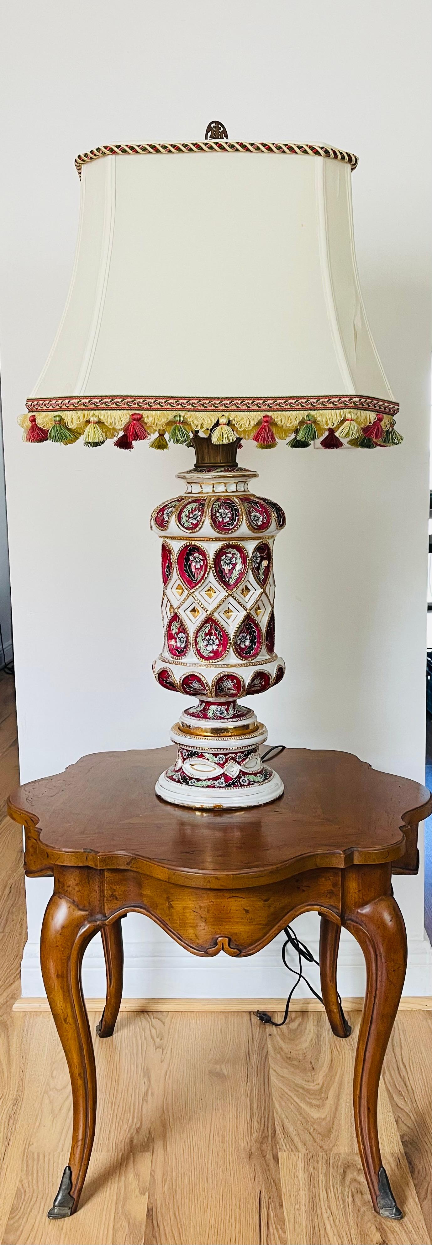 Cantagalli  for Ardalt  Daliso  Lustro Italian Majolica Lamp For Sale 4