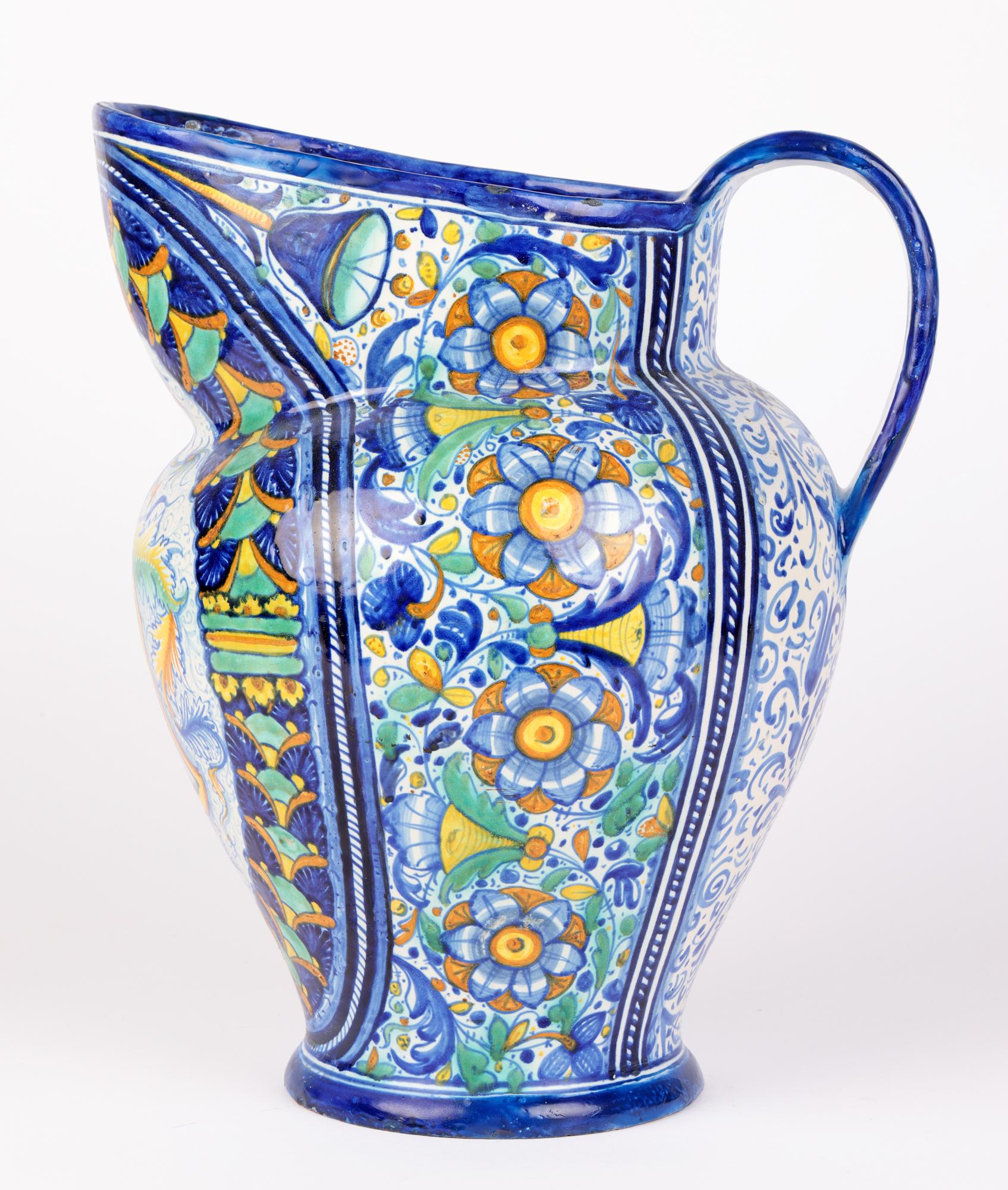 Cantagalli Italienischer großer beeindruckender geschnitzter Maiolica-Keramikkrug im Angebot 3