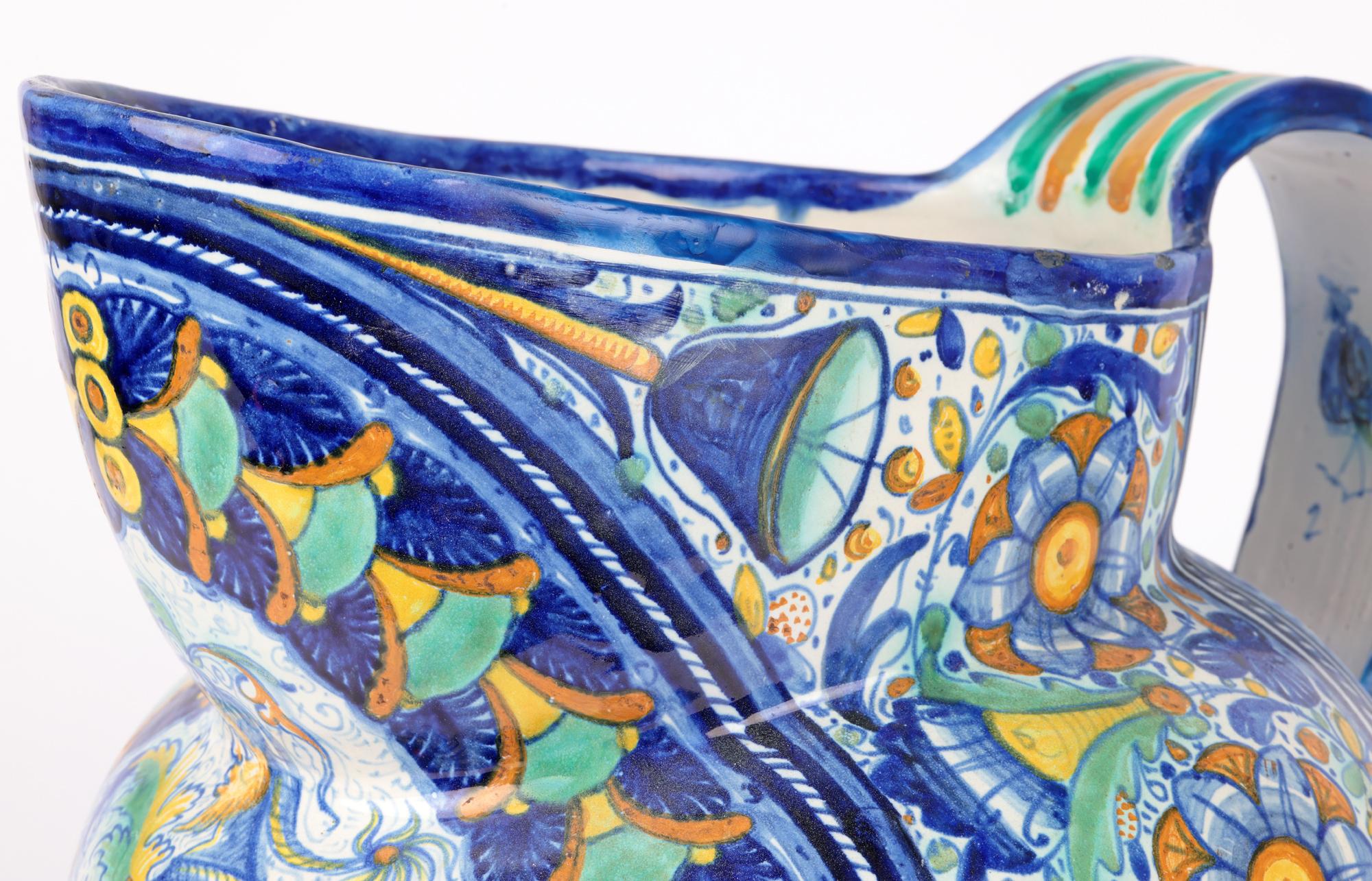 Cantagalli Italienischer großer beeindruckender geschnitzter Maiolica-Keramikkrug im Angebot 7