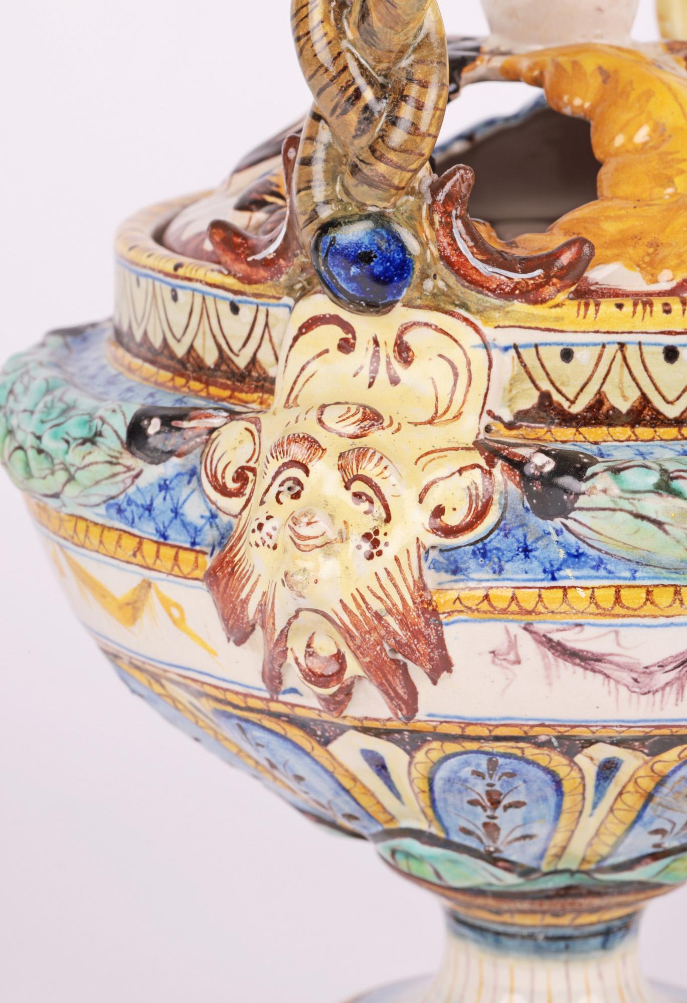 Hand-Crafted Cantagalli Italian Maiolica Pottery Pot Pourri Basket