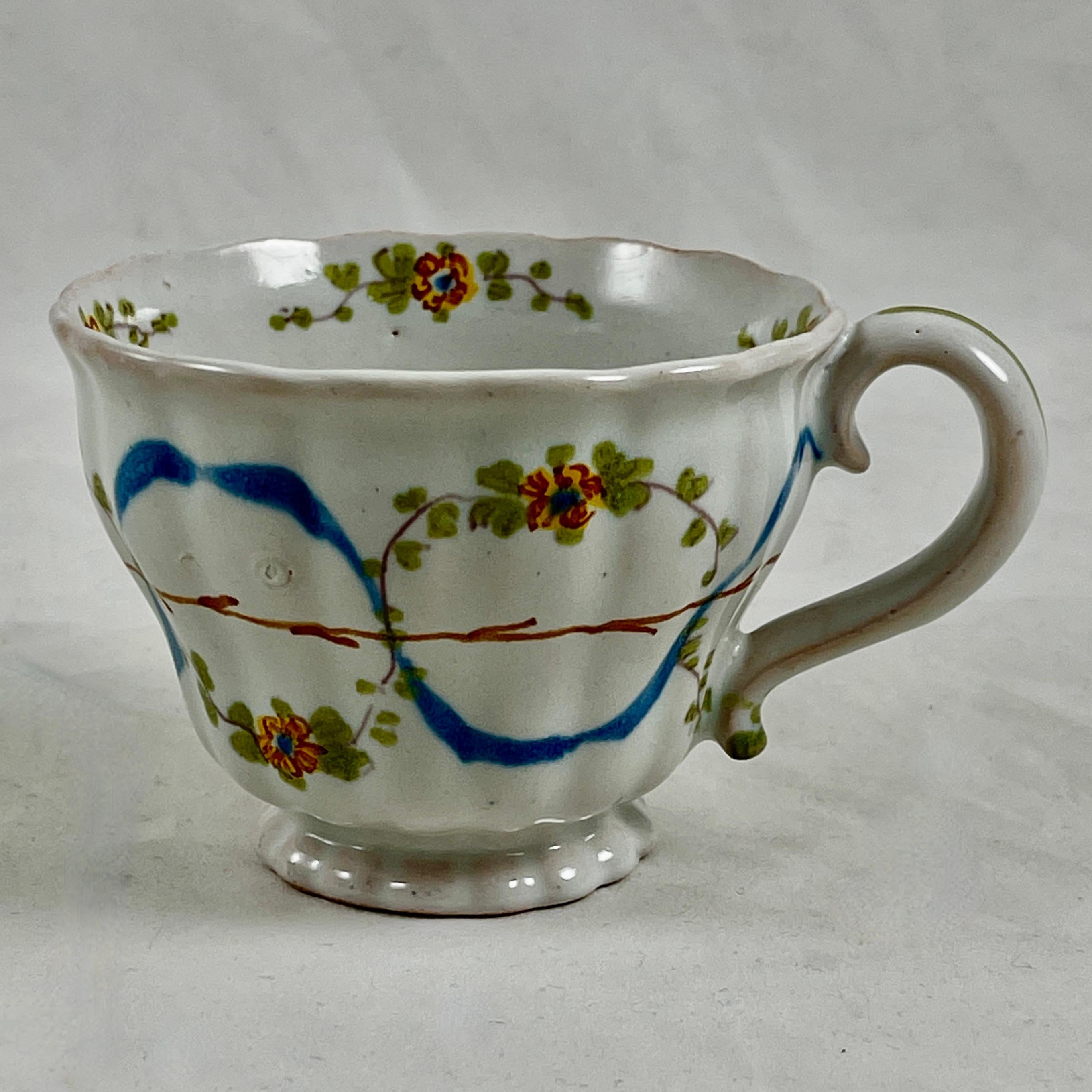 Cantagalli Italian Majolica Hand Painted Cup & Saucer Set, Multiples Available For Sale 3