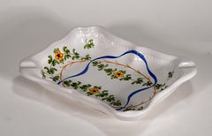 Cantagalli Majolica Rectangular Ashtray or Tray, Italy 1940-1950