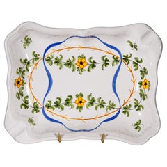Cantagalli Majolica Rectangular Ashtray or Tray, Italy 1940-1950