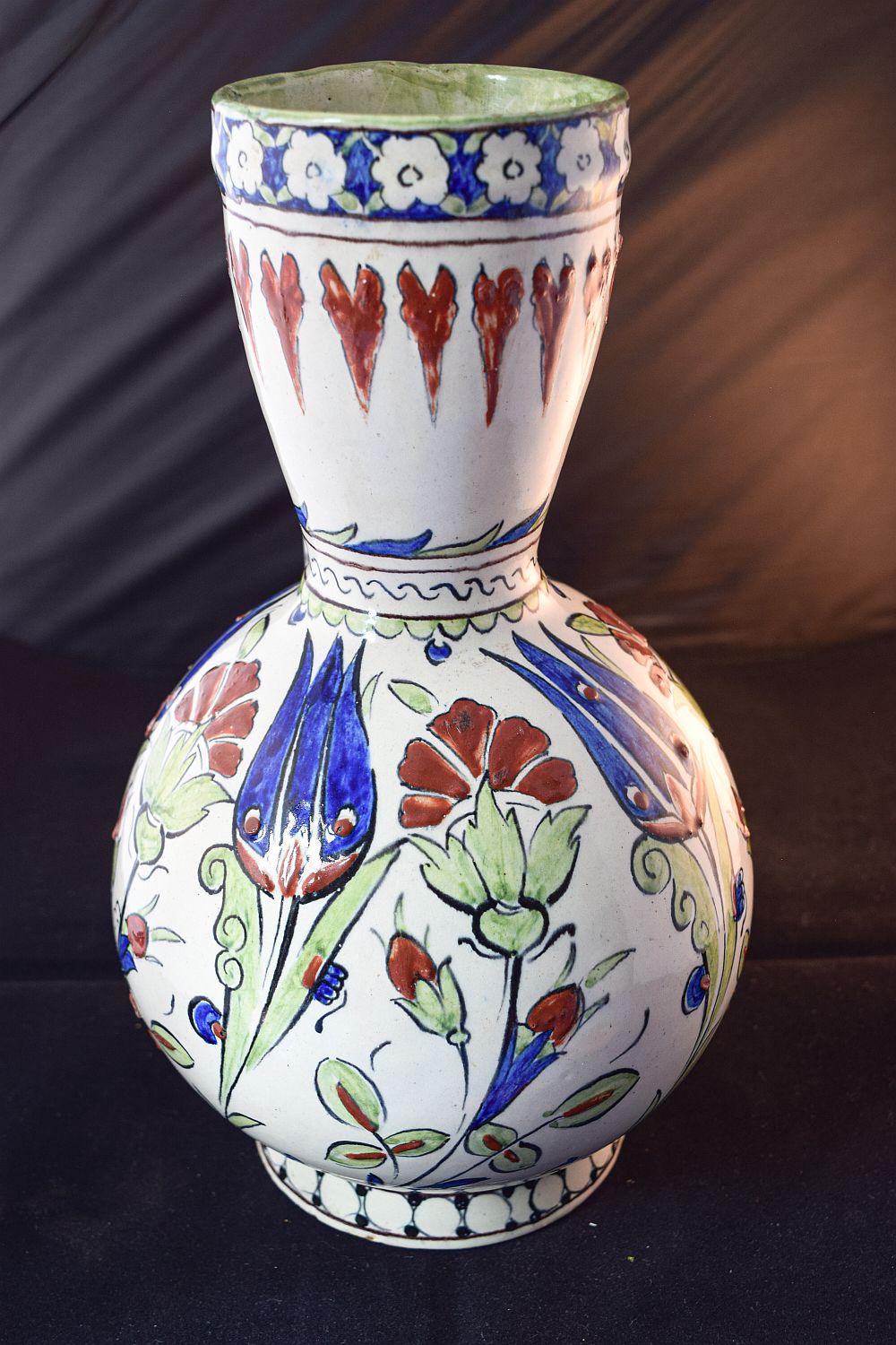 Cantagalli  Old Italian rare pottery in the Iznik style signed with Blue cock in For Sale 4