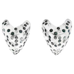 Cantamessa 18K White Gold Blue Sapphire Diamond Drop Earrings, Italy