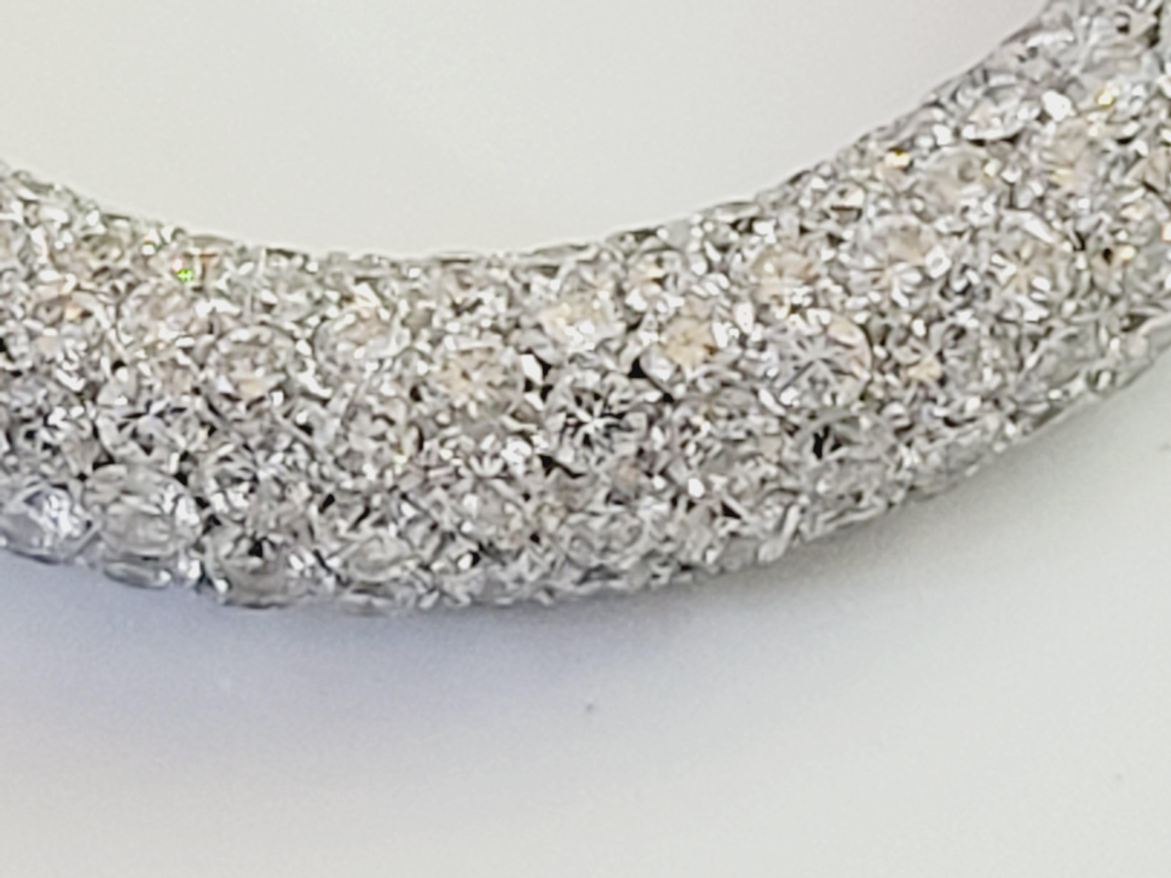 Women's Cantamessa 18K White gold inside out Diamond Hoop Earring For Sale