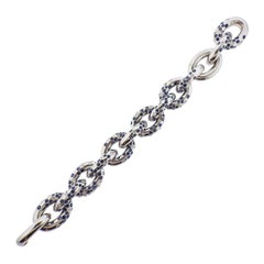 Cantamessa Blue Sapphire Diamond White Gold Link Bracelet